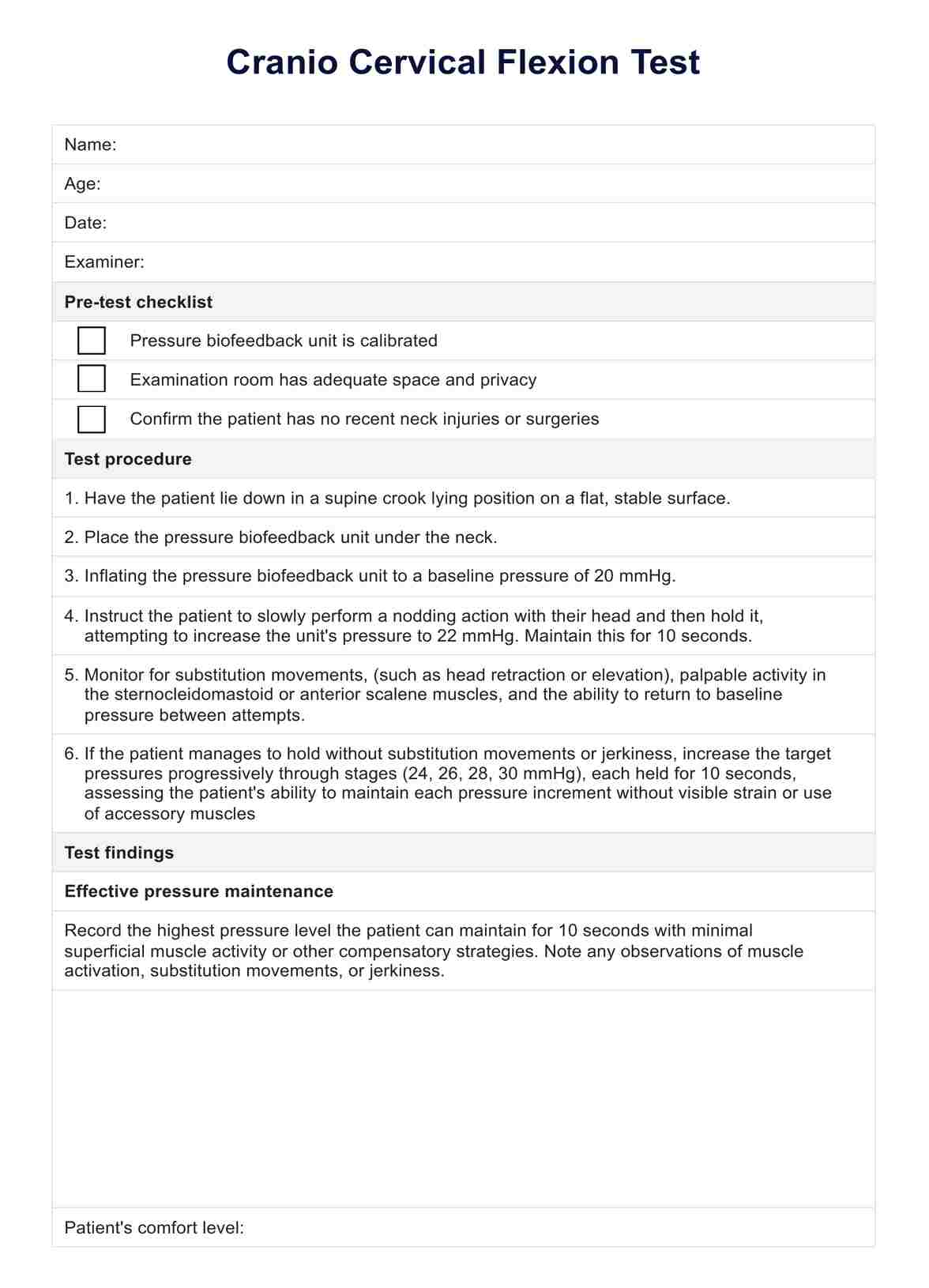 Schädel-Zervixflexionstest PDF Example