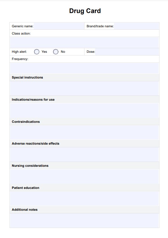 Vorlage für eine Arzneimittelkarte PDF Example