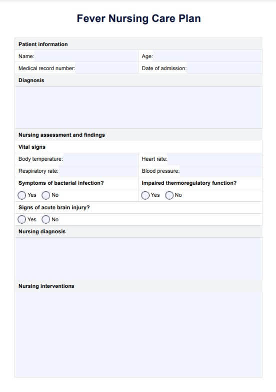 Fieber-Pflegeplan PDF Example