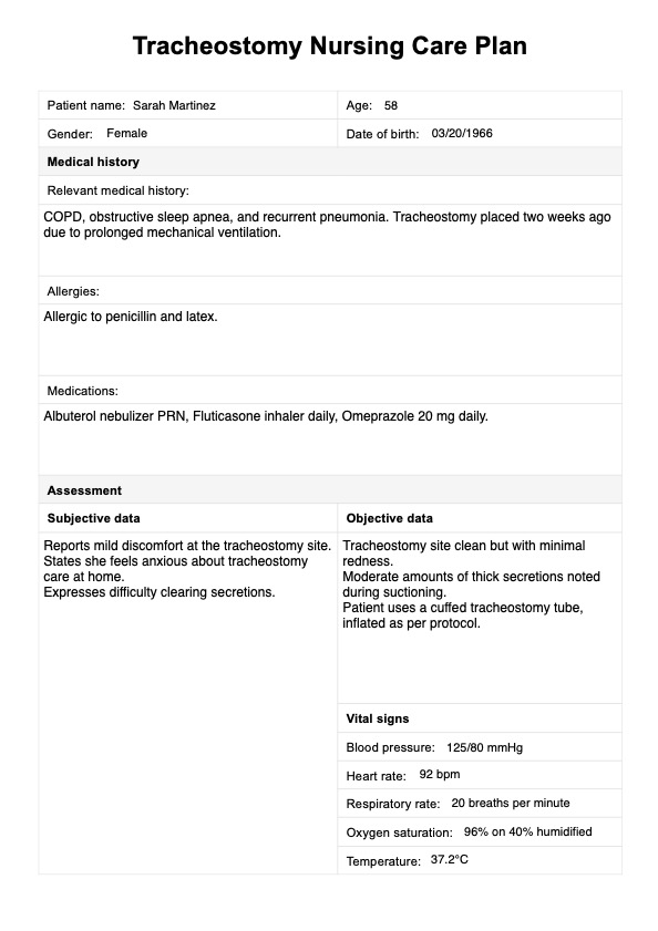 Tracheotomie-Pflegeplan PDF Example